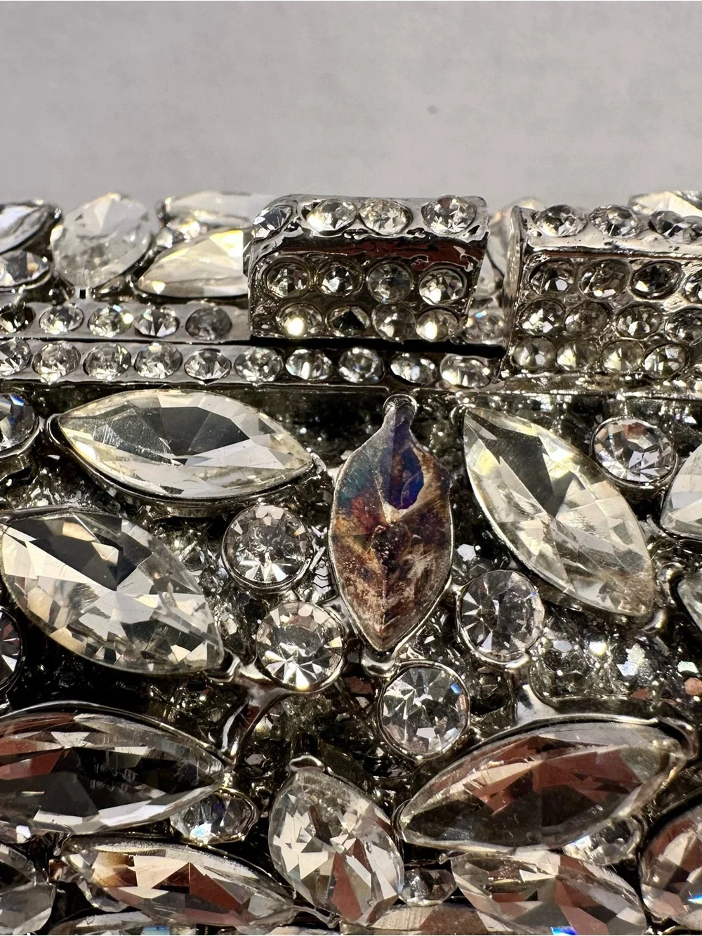 Crystal-Embellished Silver Evening Clutch - Designer Style
